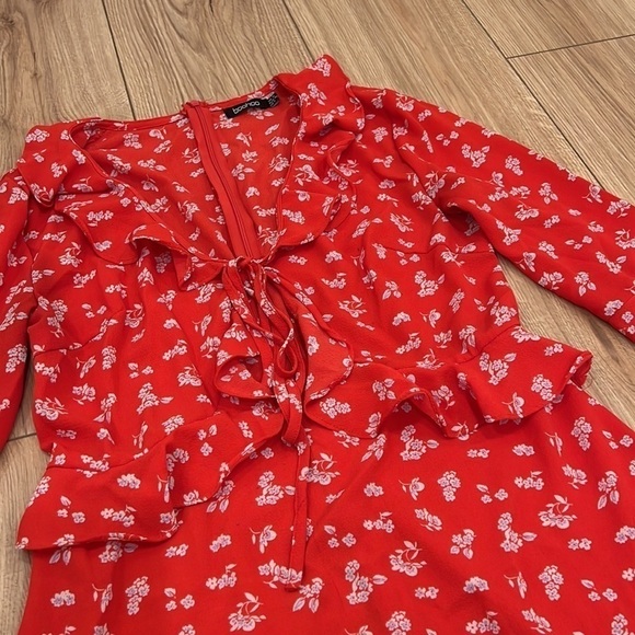 Ditsy Floral Print Ruffle Tea Mini Dress - Picture 6 of 12